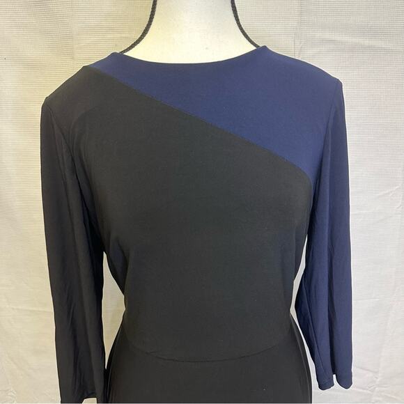 Lauren by Ralph Lauren Asymmetrical Color Block Dress Size 10 - Picture 3 of 11
